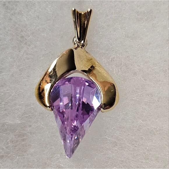 Amethyst and Gold Pendant, Unique and rare - Picture 2 of 7